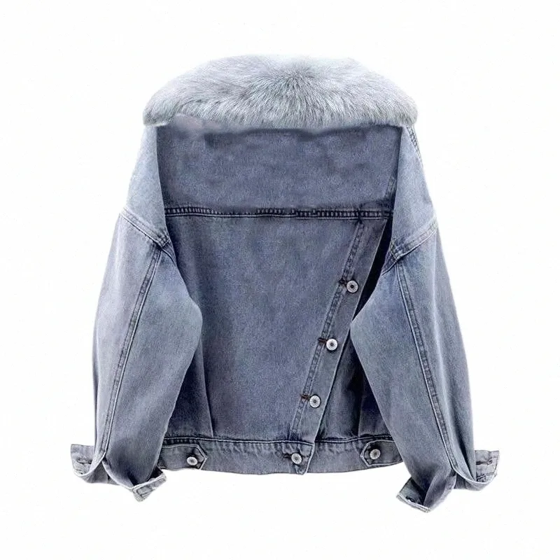 neploe Fi Simple Blue Denim Coat Mulheres 2024 Outono Novo Zipper Hoodie Tops Mujer Y2k Thicked Quente All-match Jackets r0vg #