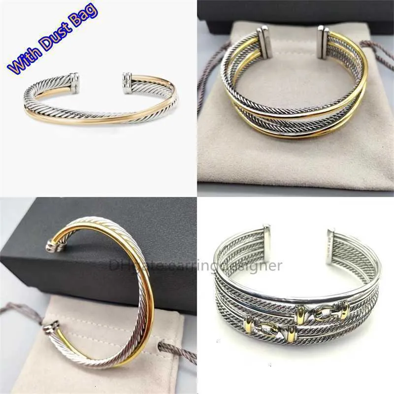 Kabel manchet armbanden vrouw luxe armband ronde rij designer sieraden met logo Kleurscheiding armband 925 sterling zilver 18k vergulde stofzak