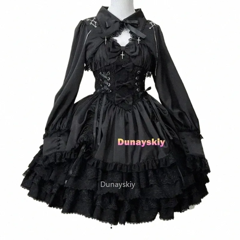 Japonais Victorien Gothique Lolita Dr Femmes Punk Style Doux Dentelle Arc Eveing Party Dres Harajuku Y2k Cosplay Princ Dr f8eX #