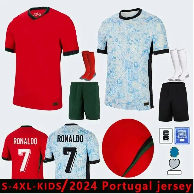 2024 2025 مشجعين لاعب كرة القدم قمصان كرة القدم رونالدو 2023 2024 Home Away 23 24 CR7 Men Football Shiirt Kids Portugal Bruno Fernandes Joao Felix Ruben Rafa Leao