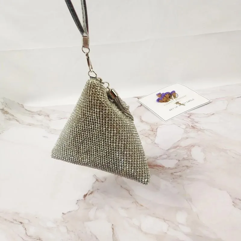 DrawString Triangle Bag Alternative Sequin Women's Cool Handbag Fashion Clutch Crystal