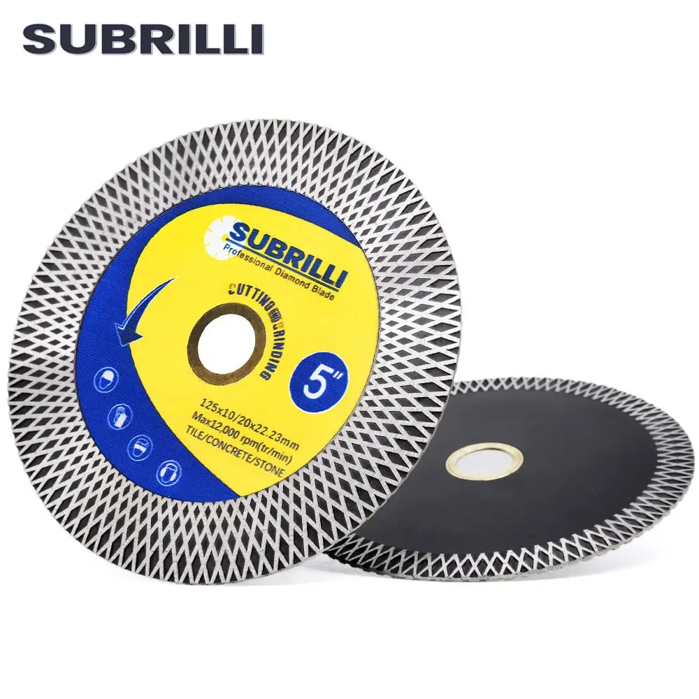 Zaagbladen subrilli disco de corte diamante turbo aro lâmina serra 125mm 5 Polegada para telha cerâmica granito mármore pedra corte moagem