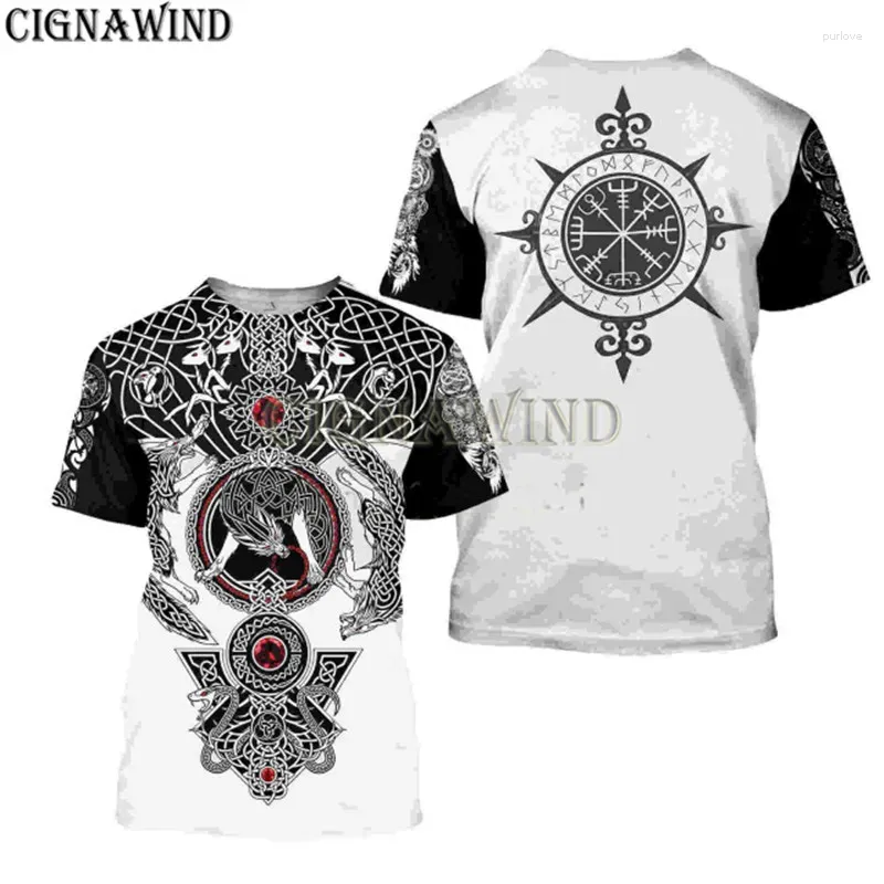 Men's T-skjortor coola skjorta män/kvinnor nyhet viking tatuering 3D-tryck t-shirts casual harajuku stil hoodies/tröjor/väst sommarstoppar