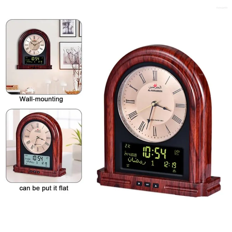 Table Clocks Azan Mosque Calendar Muslim Prayer Wall Clock Alarm Islamic Digital Ramadan Gift Home Decoration