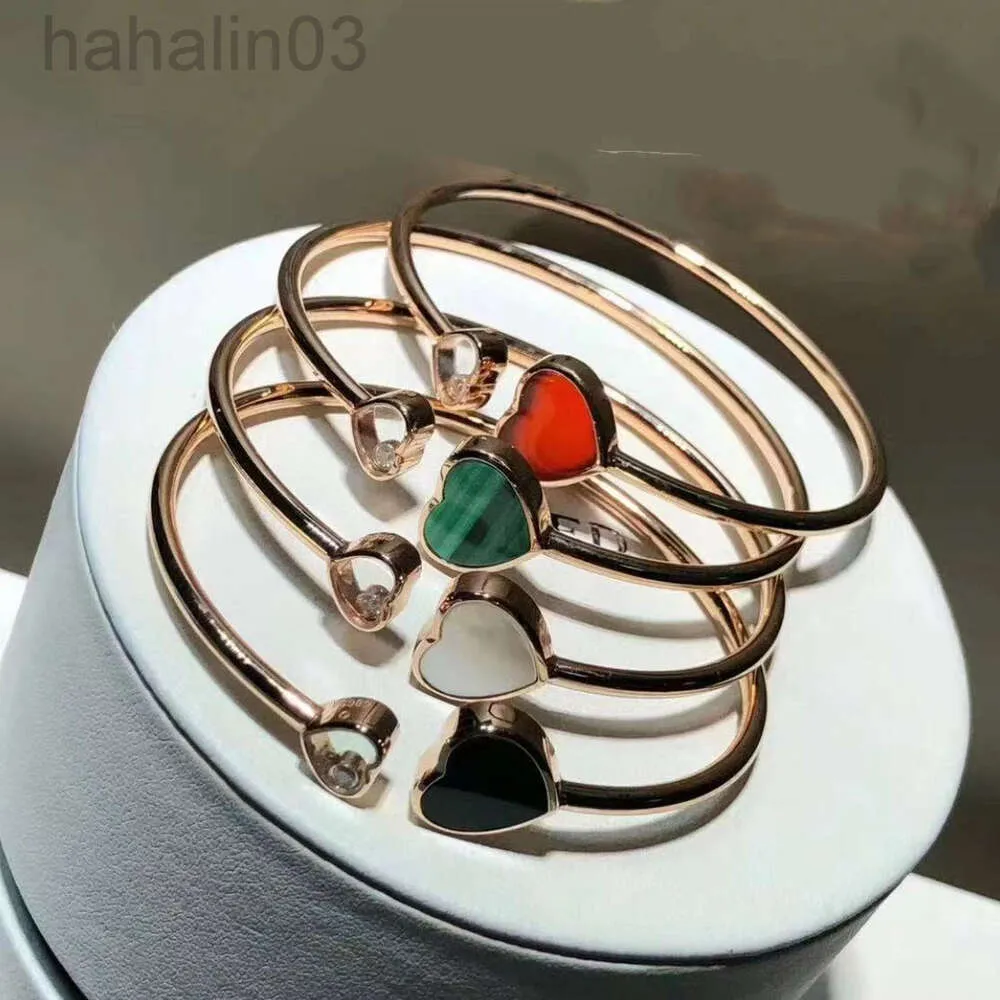 Gemstone Flower Bracelet: Elegant Womens Open Heart Bangle With