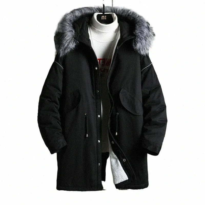 Pop Winter Parka Mannen Dikker Fleece Warme Jassen Fi Capuchon Casual Overjas Heren Capuchon Parka Heren Kleding Mooi 080l #