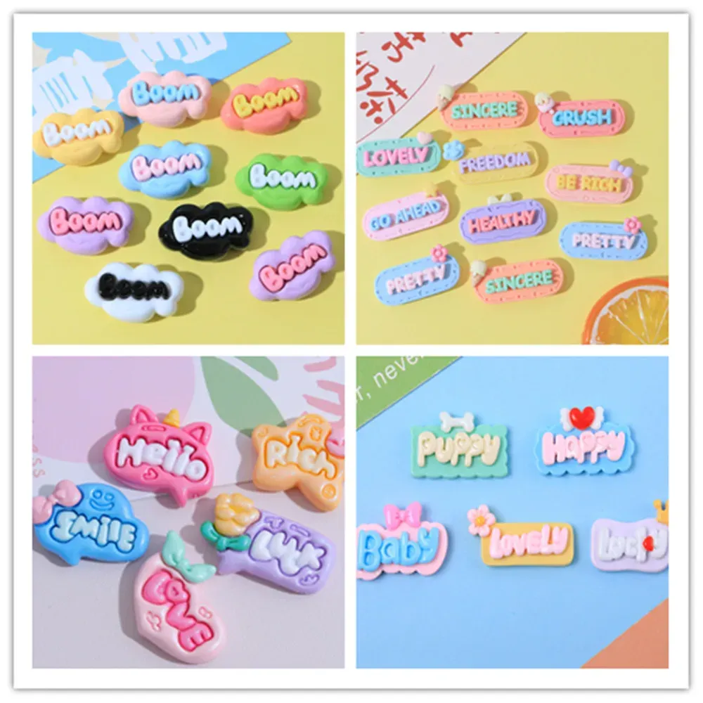 Miniatury 100pcs kawaii flatback żywica lette Cabochon DIY Hair Bak Jewel CELEFOLD Dekoracja akcesoria do scrapbookingu