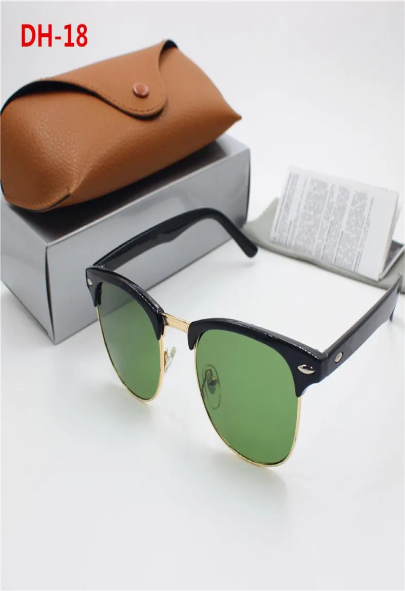 2 pezzi nuovi occhiali da sole quadrati per uomo e donna retrò moda di alta qualità montatura nera lente verde Glod protezione UV400 custodia marrone5944046