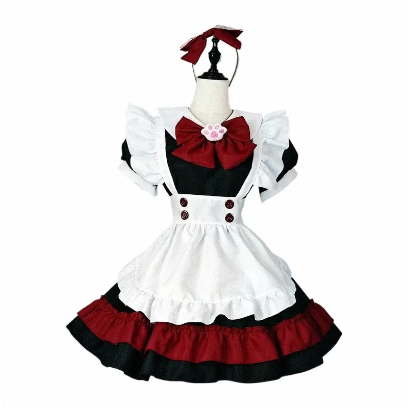 Halen Anime Cosplay Maid Costumes Women Black Red Animati Show Little Evil Maid Roll Play Outfits Underkläder Dr 2021 O9QF#