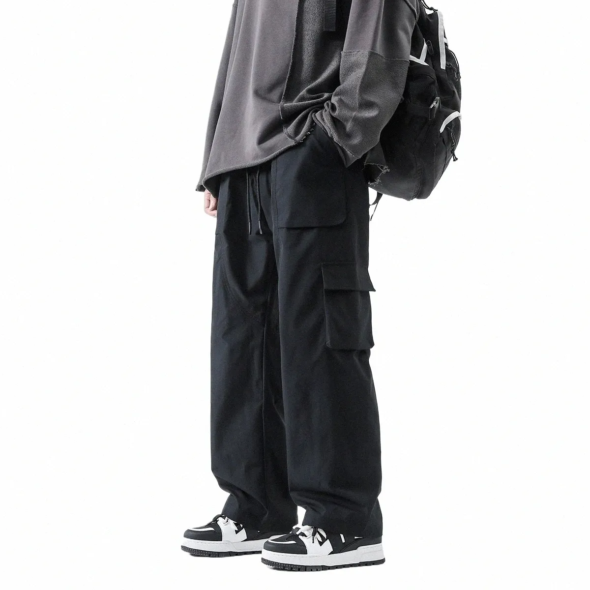 Streetwear hip hop joggers calças de carga homens multi-bolso cintura elástica harem calças masculino harajuku casual mulher sweatpants e5aa #