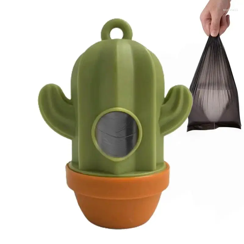 Distributeur de sacs poubelle pour vêtements de chien, sacs de rangement de merde de Cactus, conteneur Portable d'extérieur pour la randonnée, la course à pied et la marche