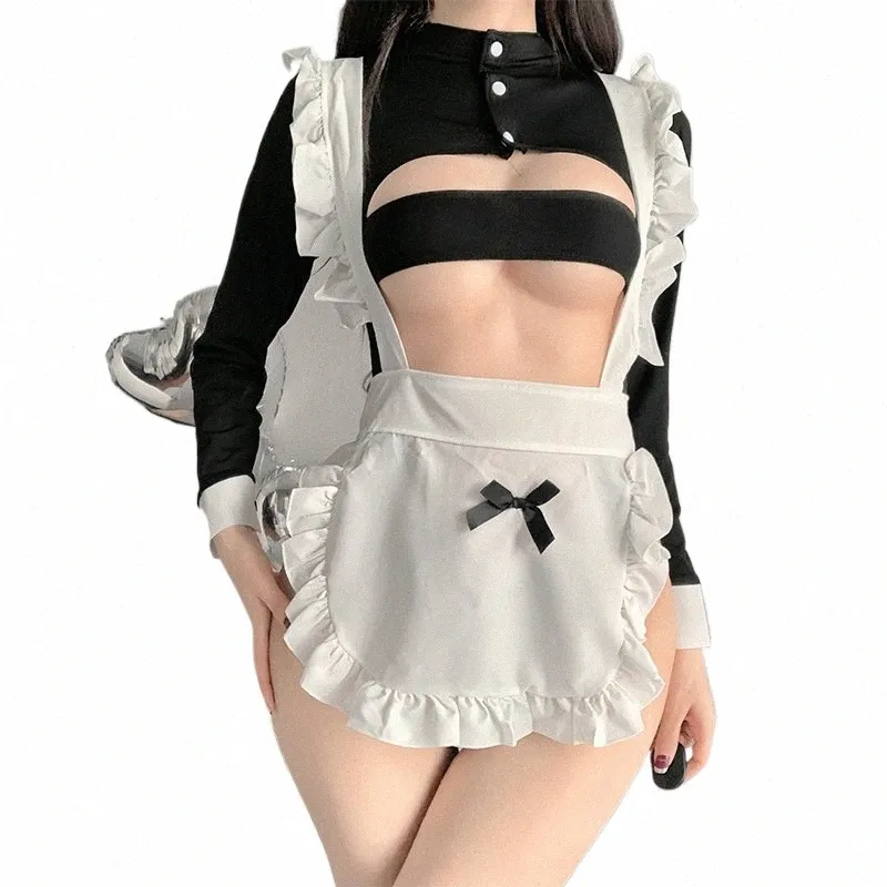 Nya porrspik Sexiga uppsättningar med LG Sleeve Open Bra Curve Uniform Exotic Roll Sex Sex Lingerie Erotic Costume Super Hot Bodysuit E6XW#