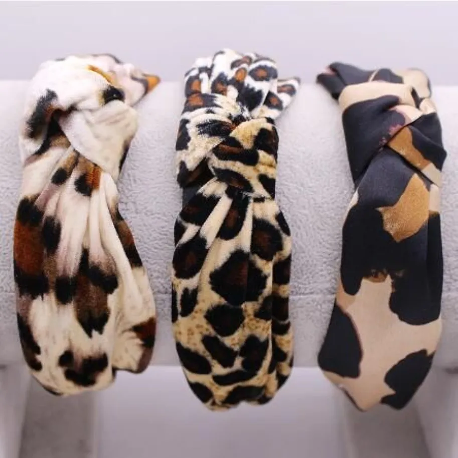 Cerchietto per capelli con nodo leopardato boemo da donna, etnico, geometrico, motivo leopardato, annodato, accessori per capelli personalizzati GB1034284w