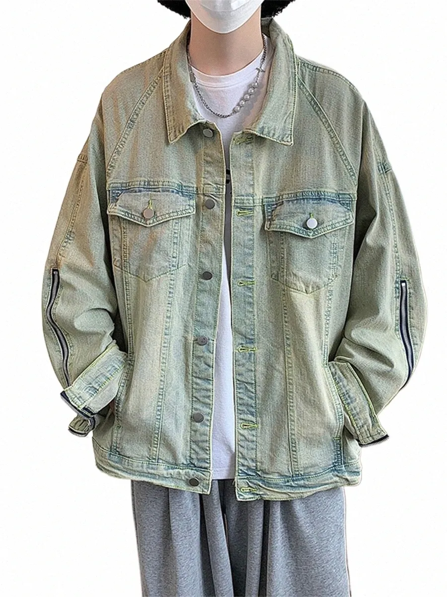 джинсовая куртка мужская дизайнерская верхняя уличная марка свободная куртка z3bB #