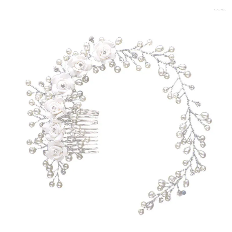 Hårklipp Brudpärl Flower Comb Fashion Elegant Rhinestones Headpiece For Festival Wedding Party Head Decor