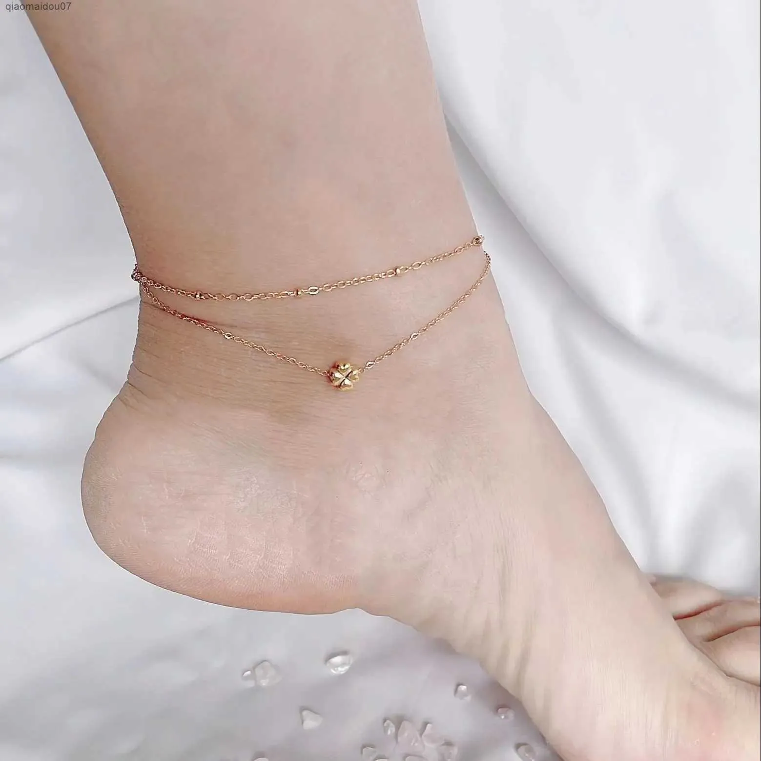 Bracelets de cheville SHINE vente en gros 100% bracelets de couche de feuille en acier inoxydable pour femmes bijoux de mode cadeaux de festival anti-allergie et étanche L2403