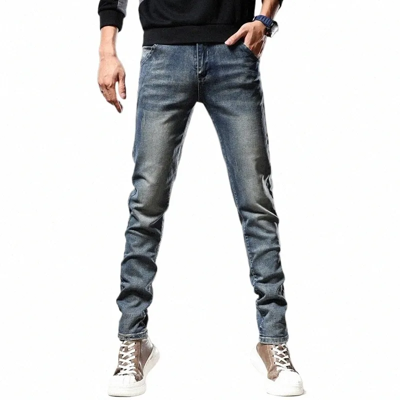 Fleece Jeans Männer 2023 Winter Neue Vintage Elastische Dünne Dicke Warme Veet Hosen Fi Koreanische Männliche Plüsch Stretch Denim Hosen 61eZ #