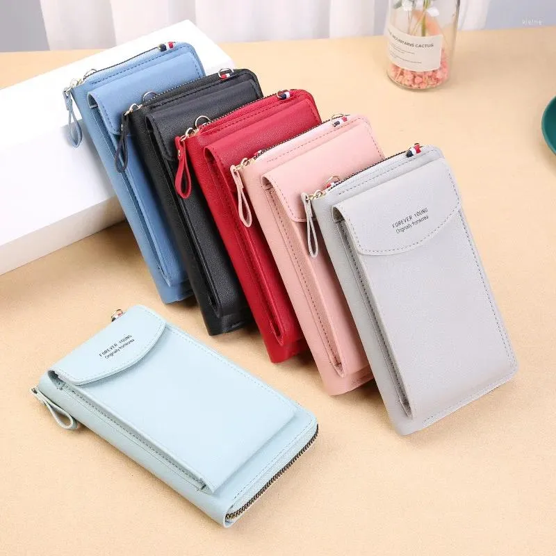 Shoulder Bags 2024 Women Wallet Cell Phone Leather Big Capacity Card Holders Handbag Purse Clutch Messenger Long Straps