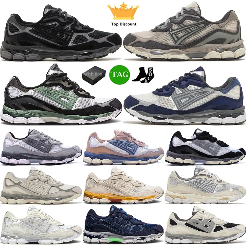 Top Gel NYC Marathon Scarpe da corsa Designer Scarpe da ginnastica Farina d'avena Cemento Navy Acciaio Grigio ossidiana Crema Bianco ostrica grigio grafite Nero edera scarpe da uomo all'aperto