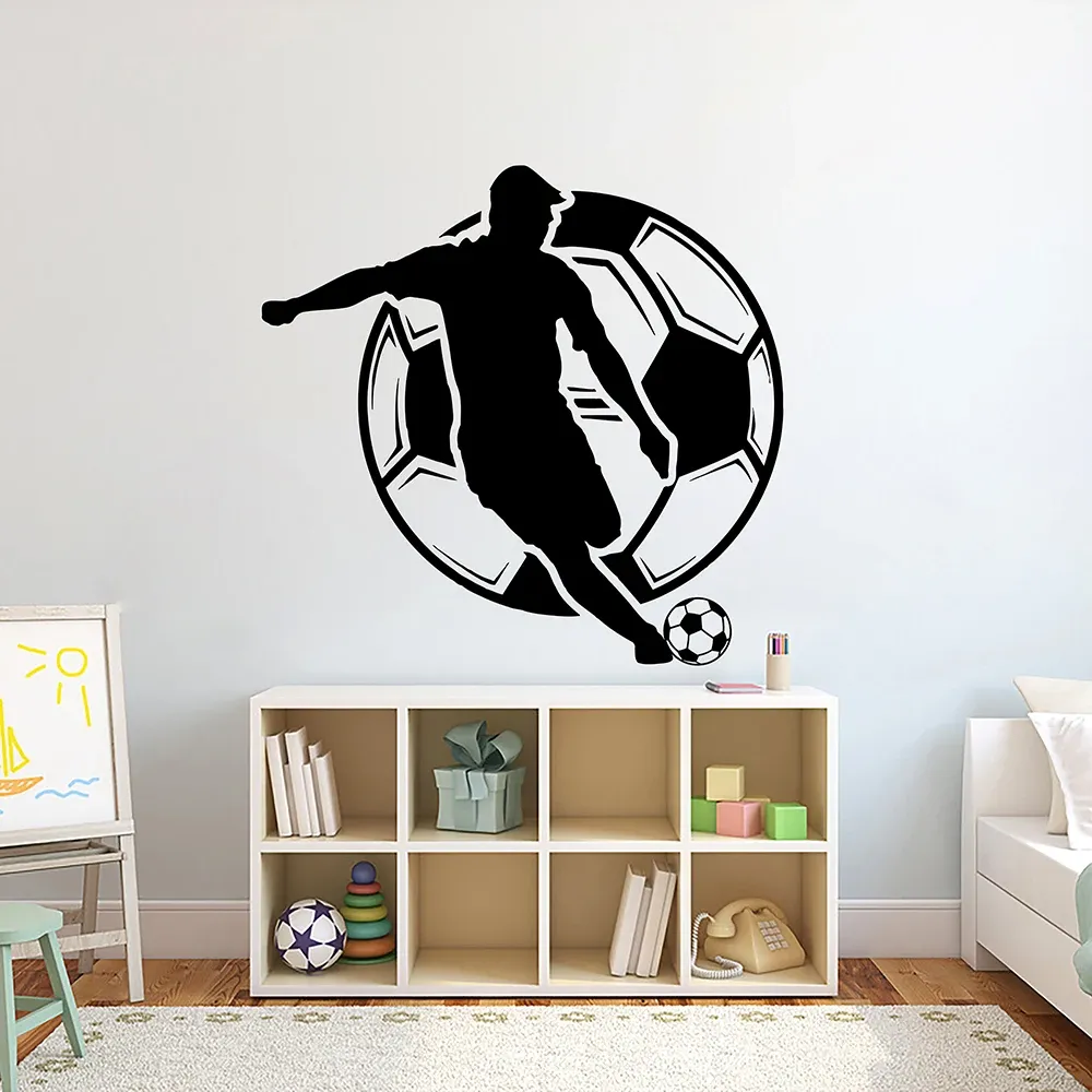 Adesivos decoração de parede de futebol, vinil esportivo, adesivos de futebol, arte de parede de gol, quarto infantil, decoração G160