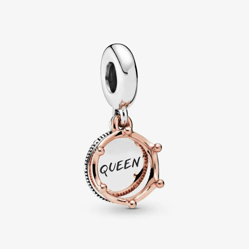 Queen Regal Crown Dangle Charm Pandoras 925 Sterling Silver Luxury Charm Set Bracelet Faire des charmes en or rose Designer Collier Pendentif Boîte d'origine en gros