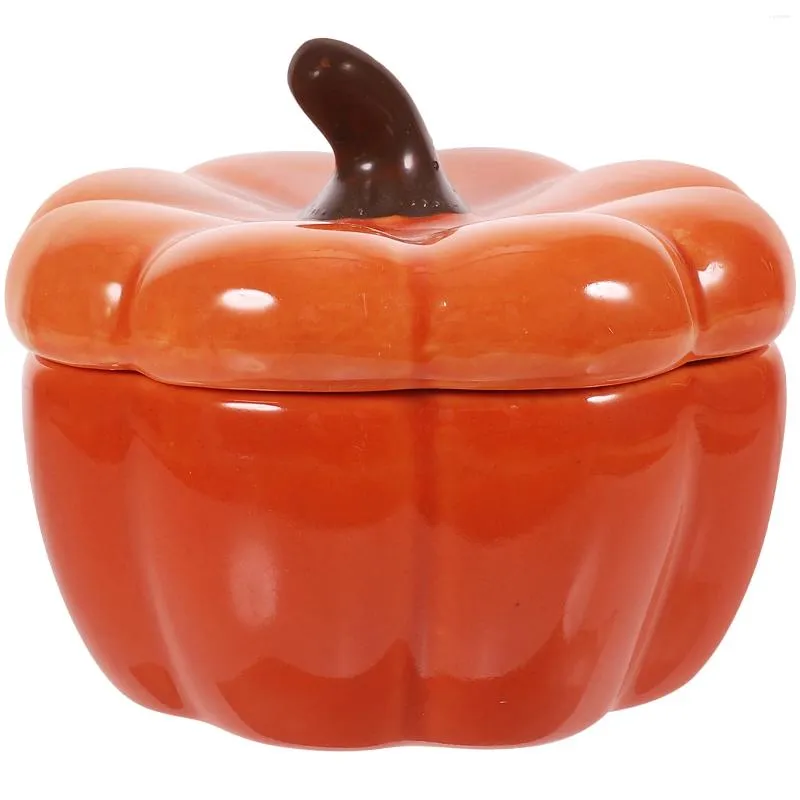 Candle Holders Pumpkin Tea Light Holder Ceramic With Lid 9.5x9.5x8cm