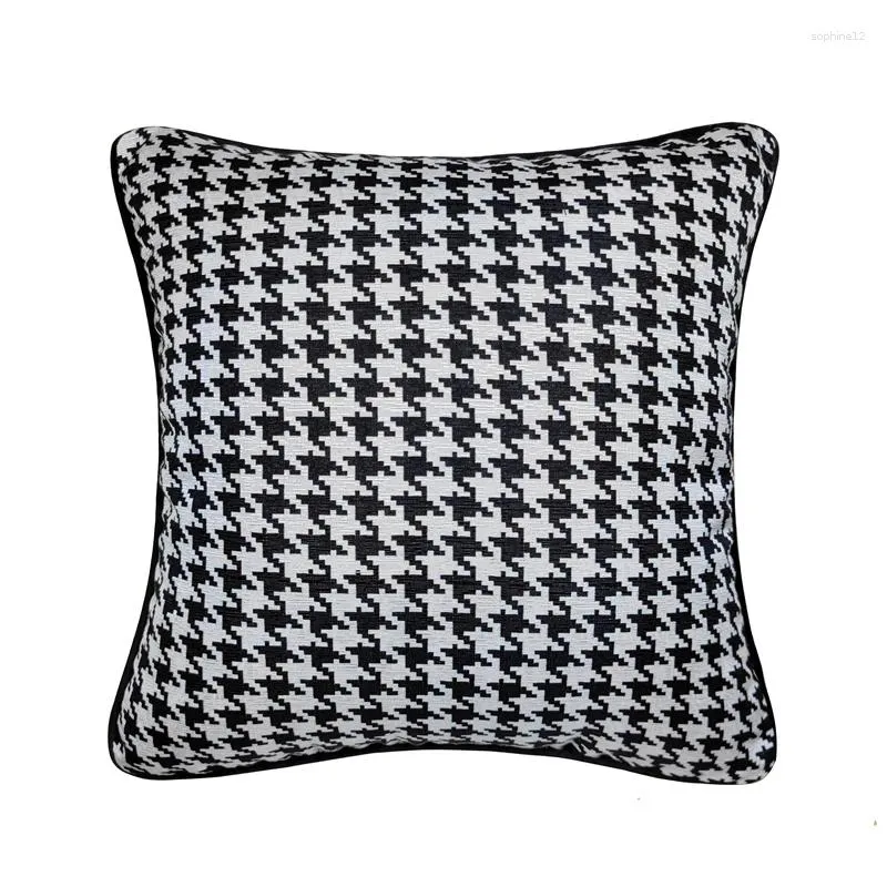 Kissen, modisch, schwarz, weiß, weicher Jacquard-gewebter Bezug, Heimdekoration, Sofa, Sessel, Boden, Fensterbezug, 45,7 x 45,7 cm, Polyester