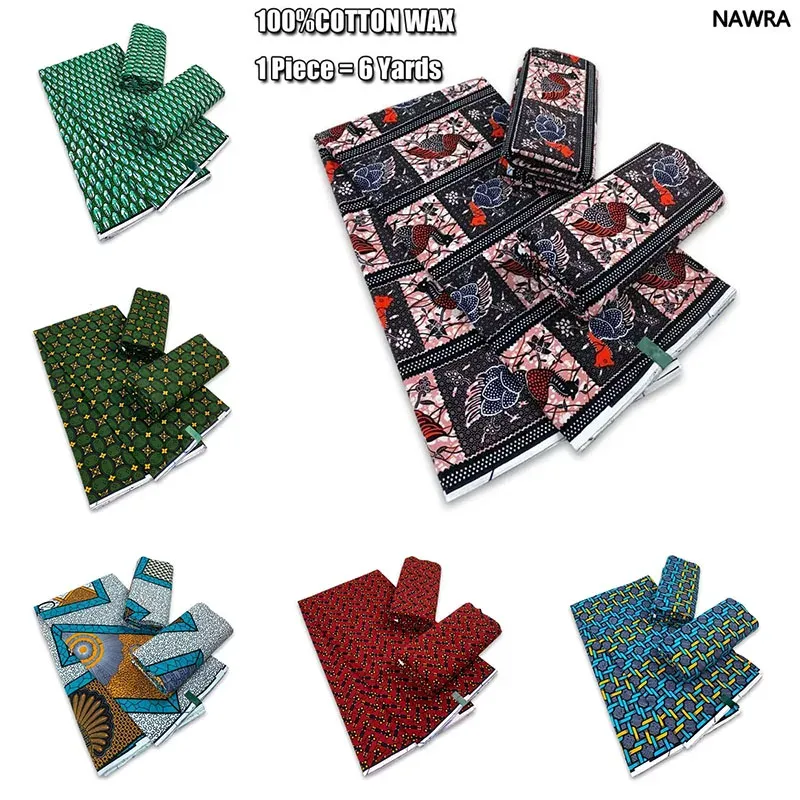 Tissu 2024 Nouveau Ankara Africain Véritable Cire Tissu Nigérian Cire Impression Tissu De Haute Qualité Véritable 100% Coton Doux Ghana cire Style Pagne