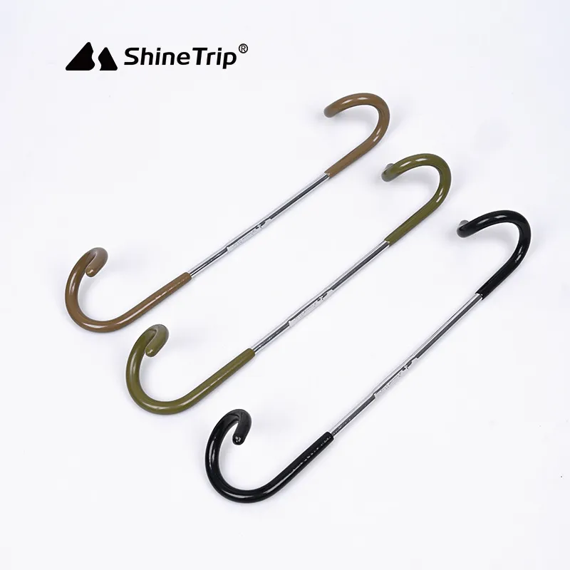 Shanqu Outdoor Camping Anti slip Gancho Aço inoxidável Pig Tail Gancho Cabeça dupla portátil Light Hang Storage Gancho