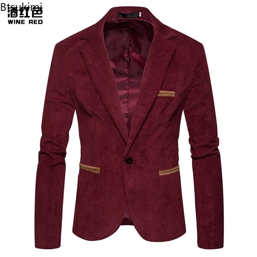 Men's Corduroy Blazer – Slim Fit One-Button Vintage Sport Coat For Wedding, Business Casual, Or Smart Outfits