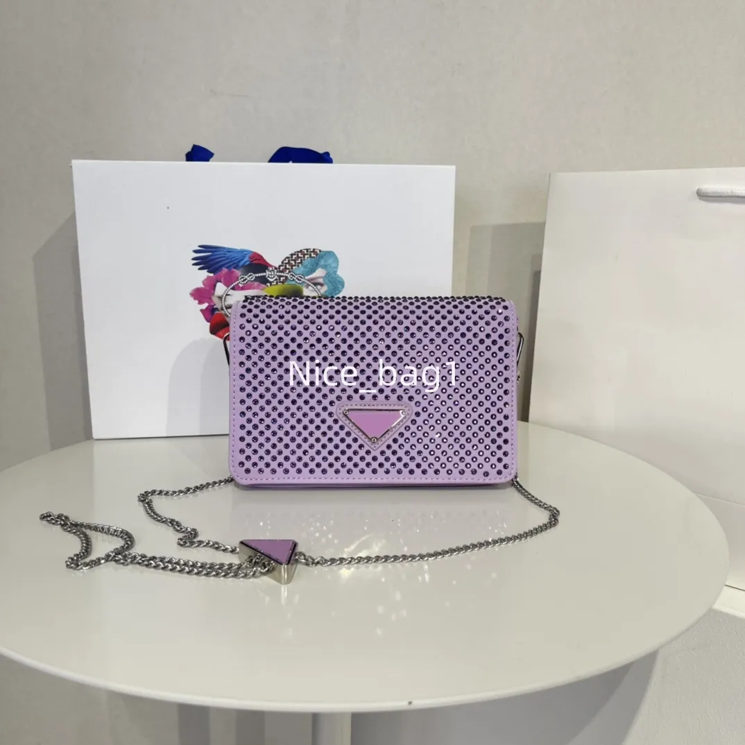 Bolso de hombro Bolso de diseñador de bolsos con cadena Bolso cruzado con espalda de diamante plateado para mujer Bolso de tarjeta Monedero Bolso de mano de lujo Monedero de diseñador