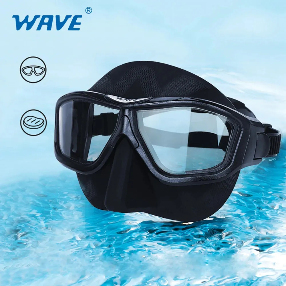 Professional antifog HD large frame fashion free diving mask snorkeling equipment full face scuba goggles 240321