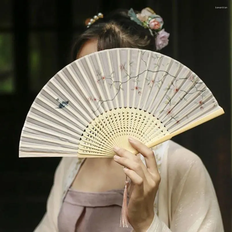 Decorative Figurines Elegent Antique Folding Fan High Quality Chinese Style Home Decor Hand Held