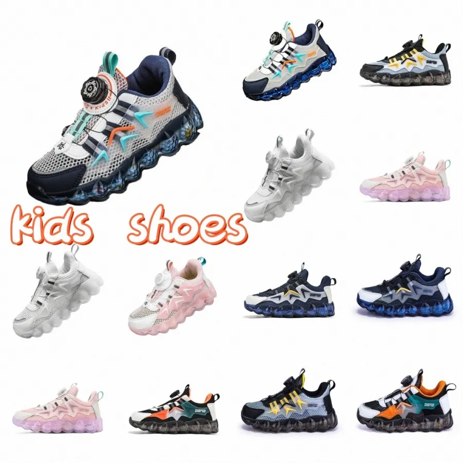 Barnskor sneakers casual pojkar flickor barn trendiga djupa blå svart orange grå orkidé rosa vita skor storlek 27-40 H77W#