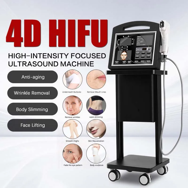 Máquina 4D HIFU 4D Alta intensidade focada por ultrassom Remoção de lifting de face Remoção de pele Apertar a beleza do corpo de emagrecimento