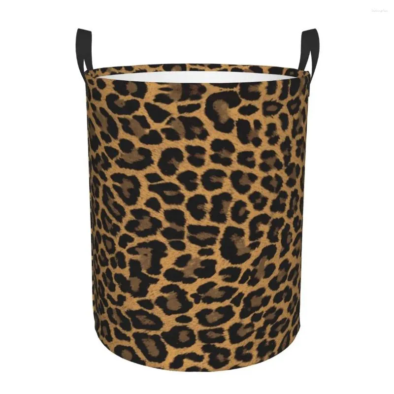 Tvättpåsar Cheetah Print Basket Foldbara stora klädförvaring Bin Leopard Skin kamouflage baby hamper