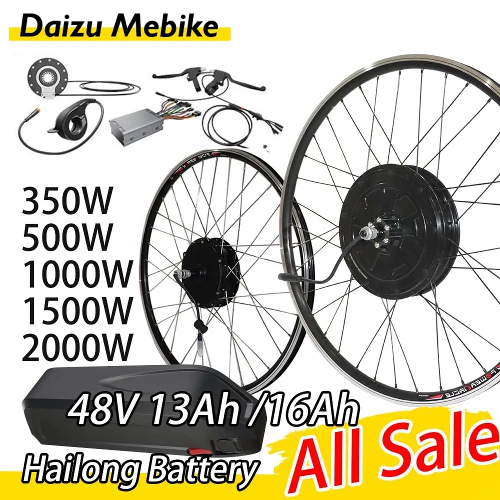 自転車ハイロングバッテリーエビケット48V 350W 2000Wブラシレスハブモーターホイール48V 13AH 16AバッテリーサイクリングMTBパーツ付きEBIKEモーターキット