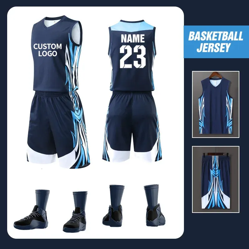 Men Basketball Shirt Quick Dry Uniform Sets Professional Throwback Jersey Breathable Clothes LQ899 240318