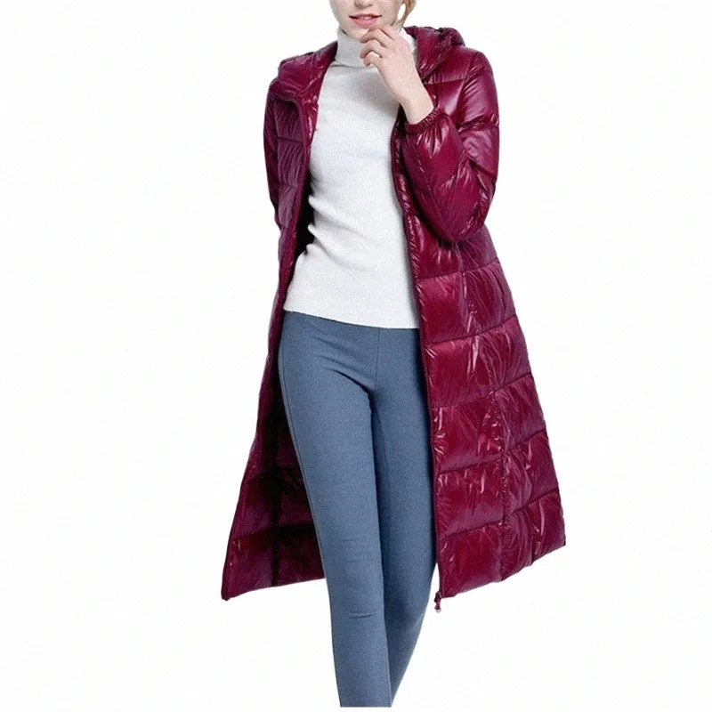 Neue Herbst Winter Frauen LG Warm Puffer JacketSlim Warm Licht Dünne Daunenmantel Weiße Ente Daunenjacken Parkas Dame Mit Kapuze Outwear k4U0 #