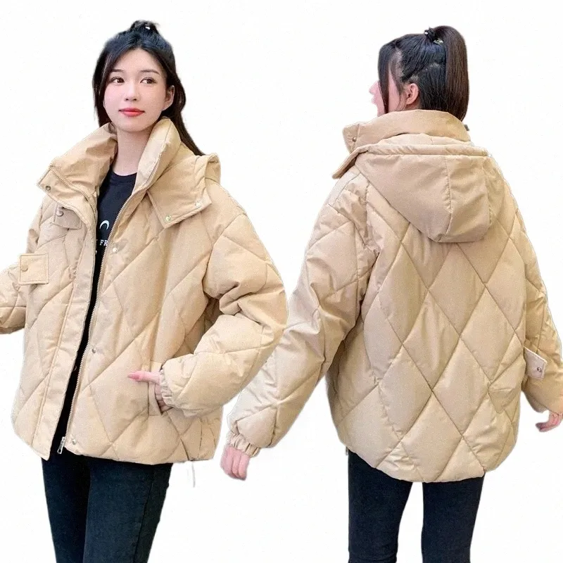 winter Jacket Women Parkas 2023 Korean Fi Down Cott Jacket Lg Sleeve Hooded Parka Casual Zipper Loose Snow Wear Coat o0ah#