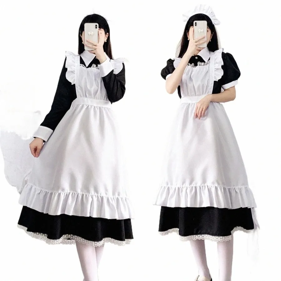 Kvinnor Söt Maid Dr Maid outfit apr Dr Cross Dring Houseeper Dr Japanese Uniforms Halen Cosplay Costume R4XA#