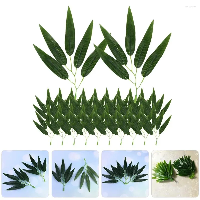 Fiori decorativi 30 pezzi foglie finte piante artificiali finti gambi di ramo realistici in plastica di bambù