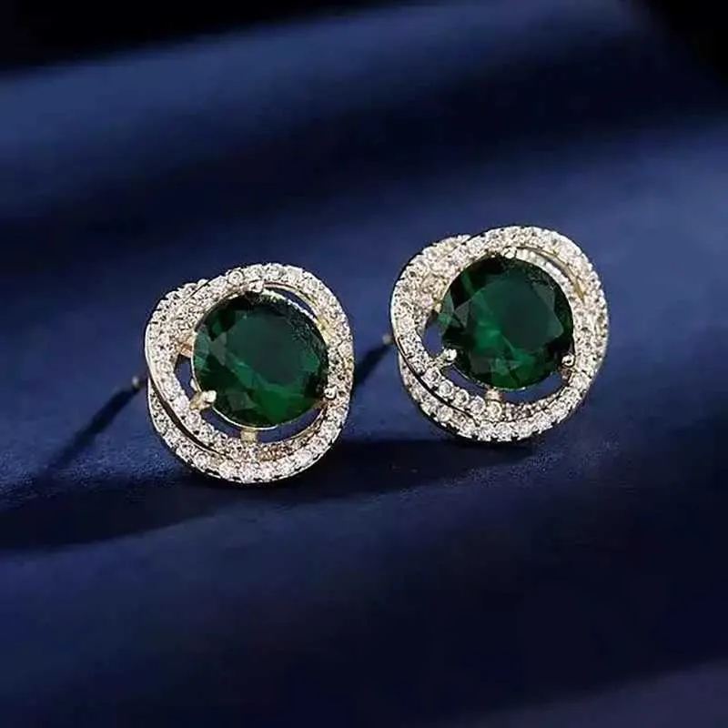 Charme vintage esmeralda verde strass brincos para mulheres incrustadas brincos de cristal para casamento nupcial orelha jóias presentes y240328