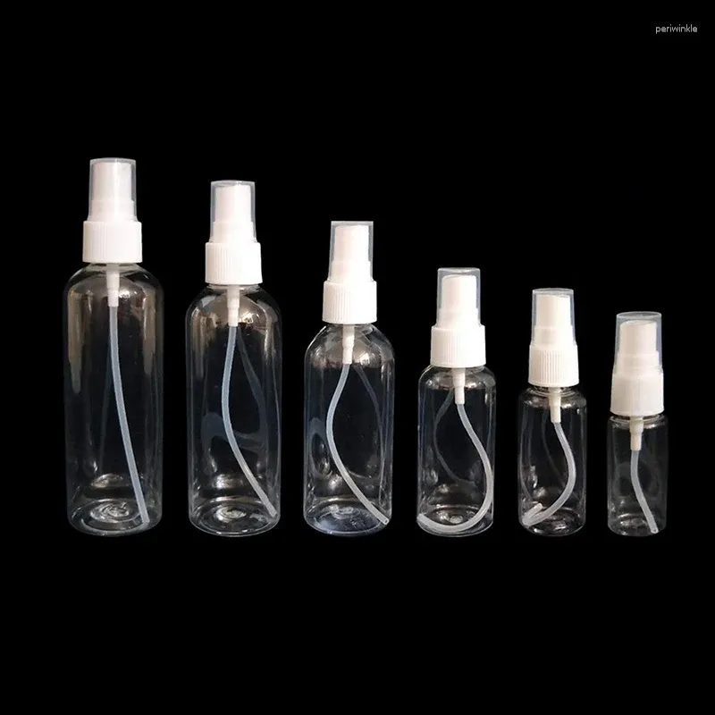 Opslagflessen 10/50/100/150/200/250/300/500 ml TRANSPARTENTE REVILLIBLE CONTILABLE DUIDE PLAST -PLASTIC PLASTIC PERFUME ATOMIZER KLEINE SPRAYER Bottle