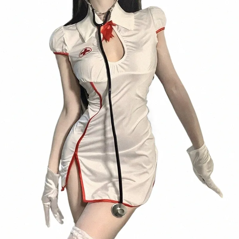 Sexy Cosplay Nachtclub Leistung Tragen Kleidung Nacht Uniform Verführerische Arzt Lehrer Krankenschwester Uniform Maid Anzug Chegsam t3P7 #