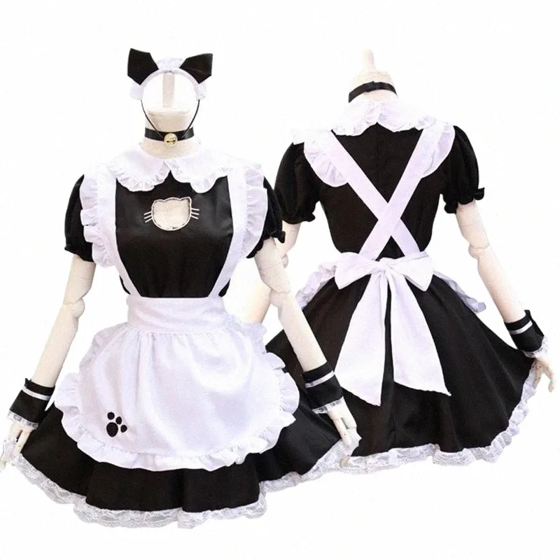 Siyah Lolita Dress Maid Giyim Sevimli Kedi Cosplay Kostüm Kadın Takım Nis Dr Halen Kostümler I5ZQ#