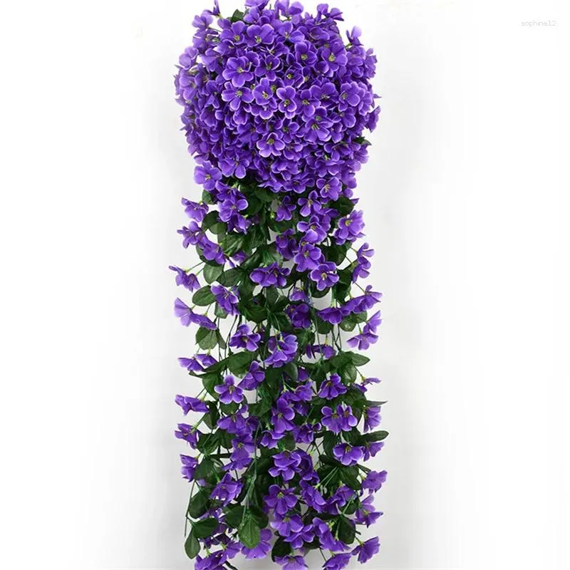 Decorative Flowers 2pcs Simulated Flower Violet Wall Hanging Vine Wedding Home Balcony Decoration Artificial