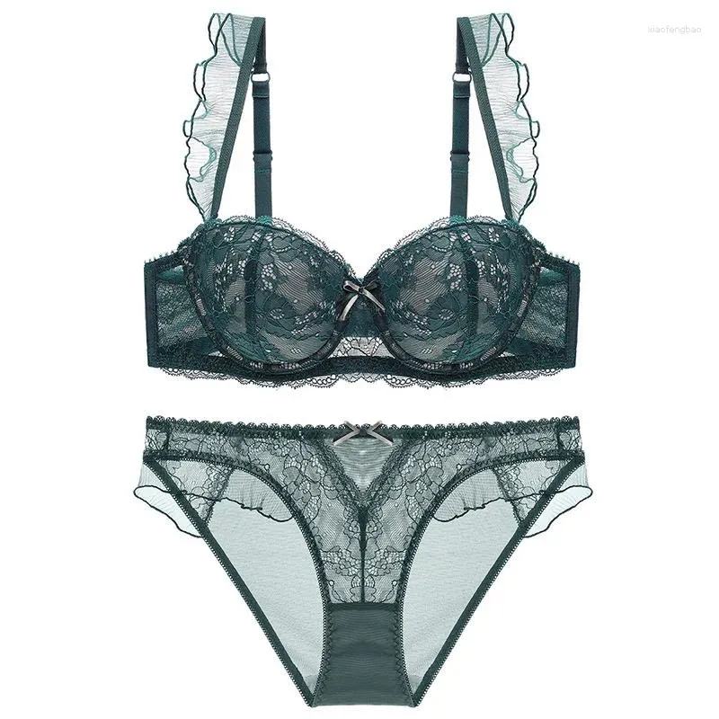 Soutien-gorge Ensembles Français Mignon Volant Bord Soutien-Gorge Bref Sexy Femmes Sous-Vêtements Insérables Dentelle Tops Tenues Pour Jolie Fille Tous Les Jours