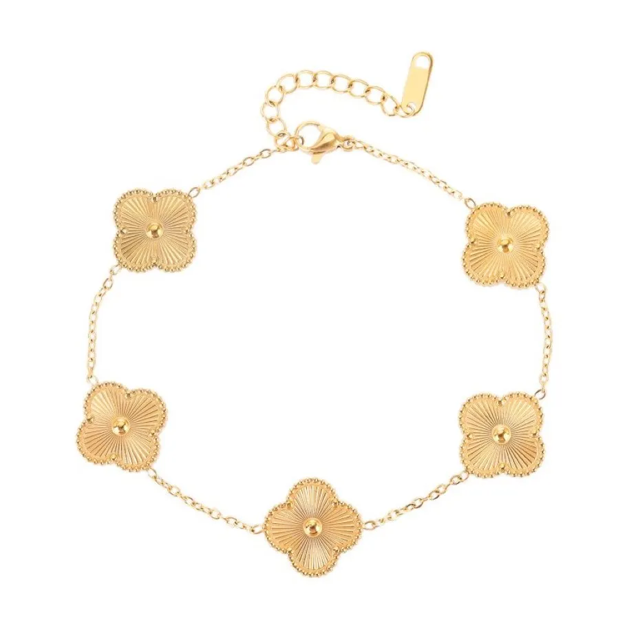 Bracelets de charme de luxe trèfle pendentif en acier inoxydable collier Bracelet élégant femmes cadeau bijoux 239I
