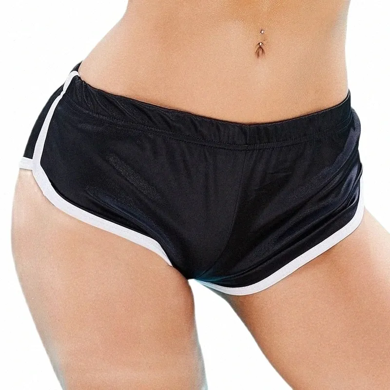 منخفضة الخصر اللامع بيرس بيتش مثير مثير غنيمة شورتات الصالة الرياضية الجارية Micro Mini Short Clubwear Bermuda Athletic Fitn Shorts L5Sp#